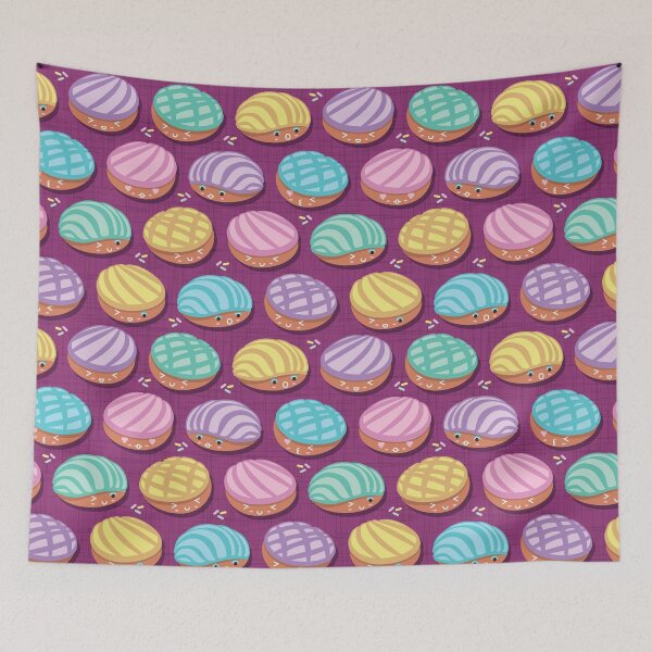 Item preview, Conchas mexicanas kawaii // pan dulce multicolor fondo rosa morado designed and sold by SelmaCardoso.