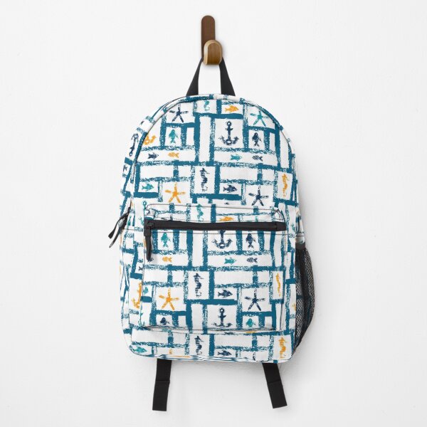 Item preview, Blue yellow and white stamp printed sea themed objects designed and sold by natalyon.