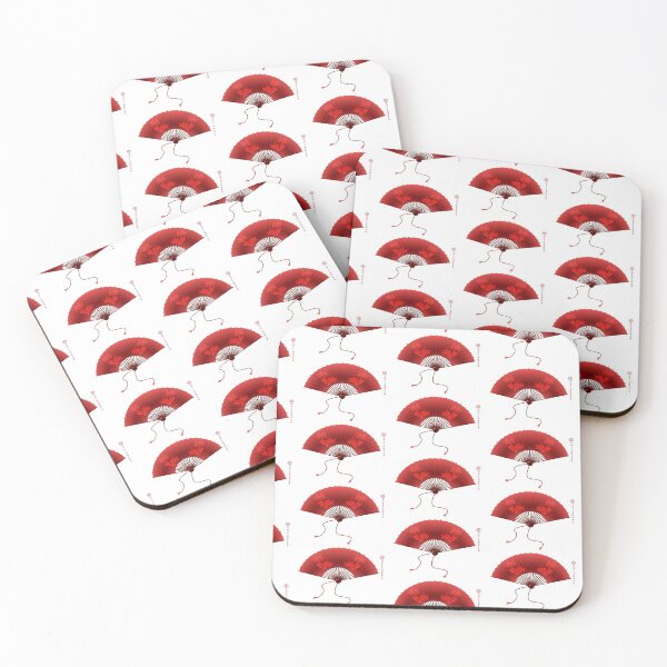 Item preview, Chinese ink painting - painted red silk fan designed and sold by Kallandra.