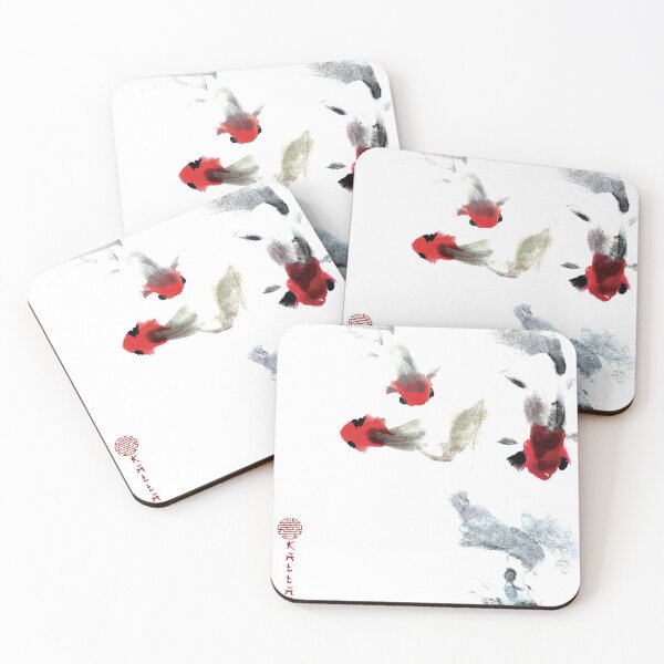 Item preview, Colored China painting - ink painting - red koi carp ink painting designed and sold by Kallandra.