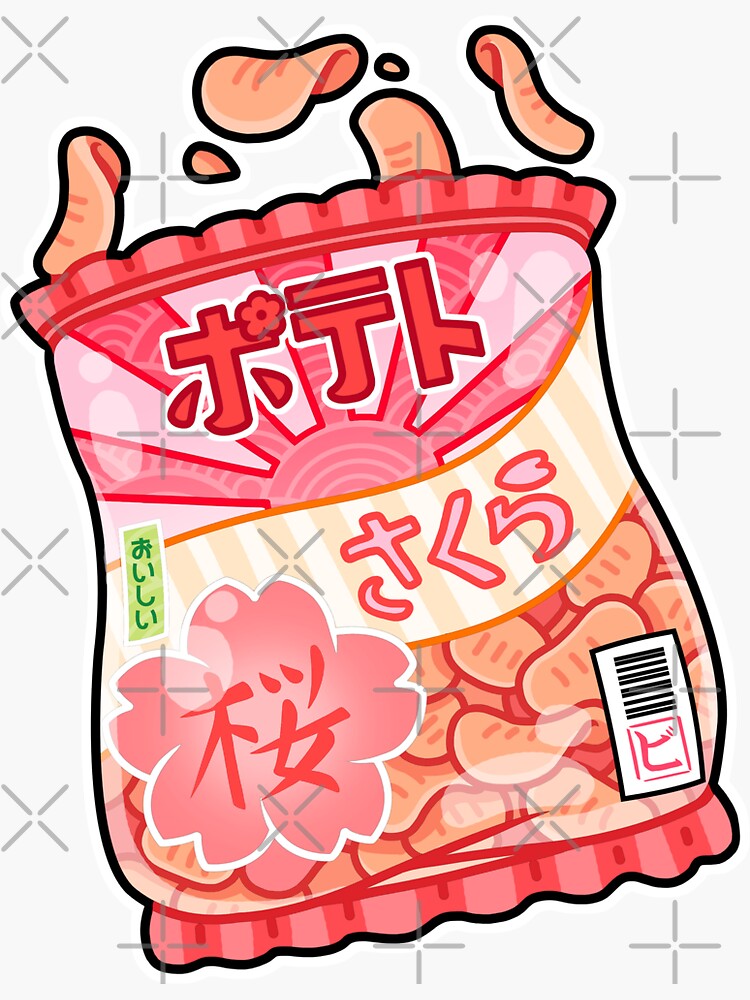 "Konbini Sakura Potato Chips Sticker" Sticker for Sale by ViwitchedArt