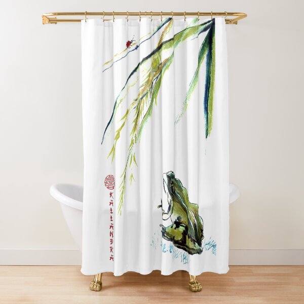 Item preview,  Rice plant with frog. Rice plants with Chinese seals and calligraphic characters. Frog on the hunt. designed and sold by Kallandra.