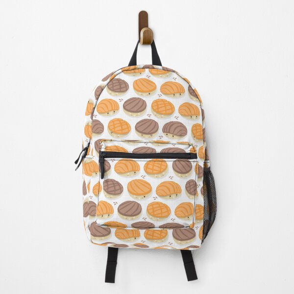 Kawaii Mexican conchas // white background orange and brown pan dulce Backpack