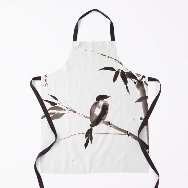 Item preview, Chinese ink painting - small bird on brown bamboo designed and sold by Kallandra.