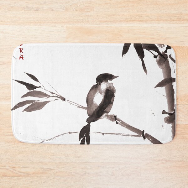 Item preview, Chinese ink painting - small bird on brown bamboo designed and sold by Kallandra.