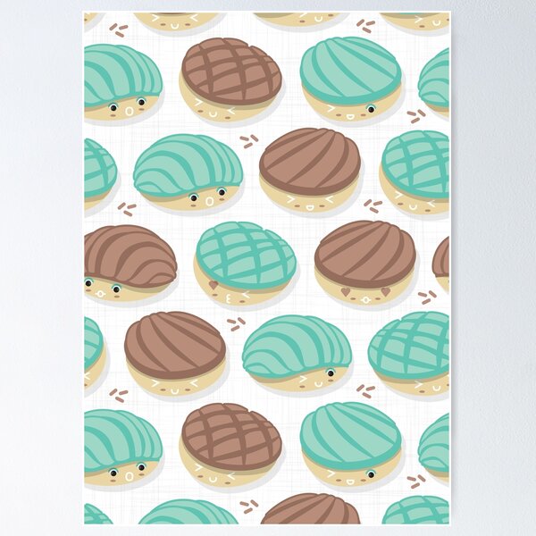 Kawaii Mexican conchas // white background pink and brown pan 