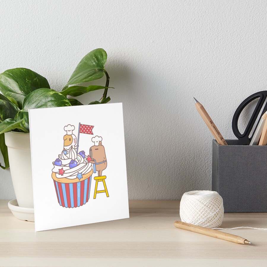 Guinea pig and capybara making a cupcake Art Board Print