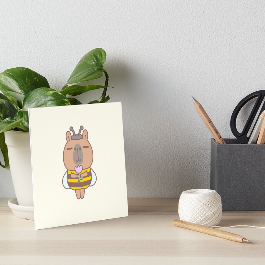 Capybara in Bee Costume Art Board Print