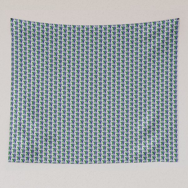 Item preview, Bright Blue and Green Trevians Silohuette Macscot NT New Trier High School Bubble Lettering Logo Design designed and sold by byemma.