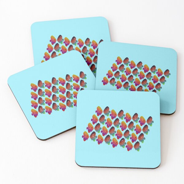 Item preview, Tropical Discus Fish Pattern With Hearts (sea blue) designed and sold by Davey's Designs.
