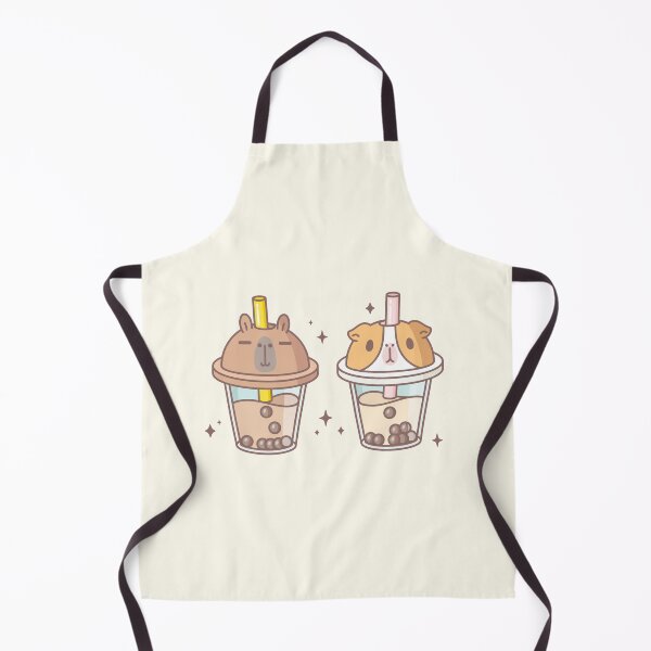 Bubu and Moonch, Capybara and Guinea pig Boba Tea Apron