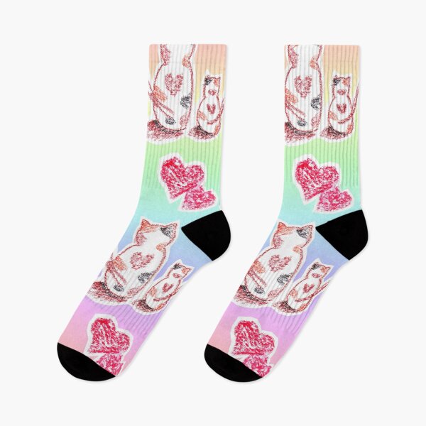 Item preview, Calico cats with Sunflowers Pattern - Pastel Rainbow (Oil Pastel) designed and sold by CreativityRoams.