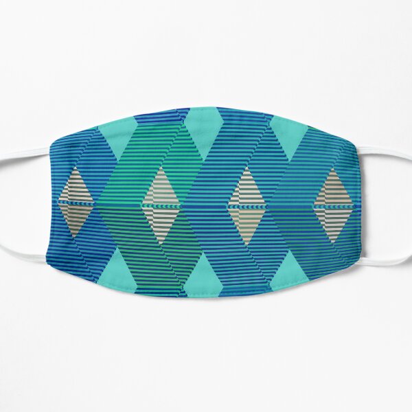 Mid-Century Modern Diamond Print, Turquoise Flat Mask