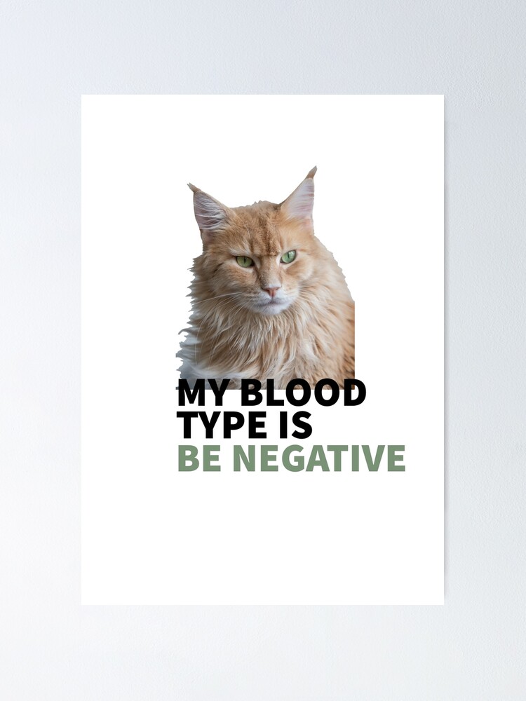 Imagen 1 de 3, Póster con la obra CAT MOOD - CAT LOVERS - CATS - MY BLOOD TYPE IS BE NEGATIVE , diseñada y vendida por jorcabjim.