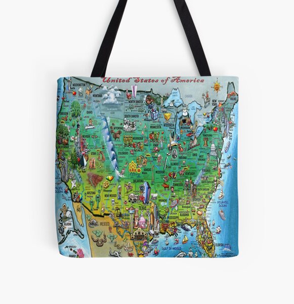 Louisiana Cartoon Map Tote Bag for Sale by Kevin Middleton