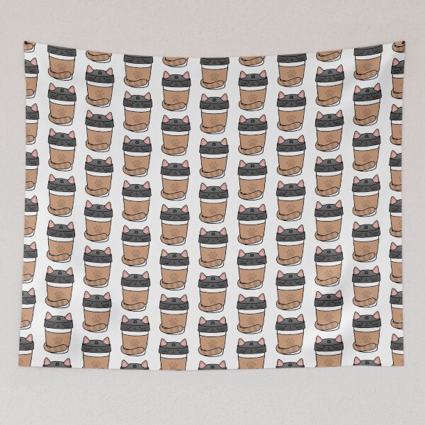 Item preview, Coffee Cat Dog Pattern Kitty Puppy w/ White Background  designed and sold by AlwaysGrowing.