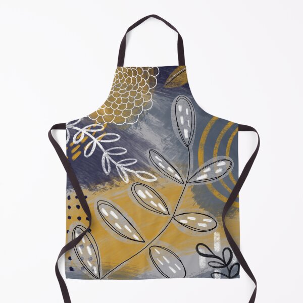 Item preview, Abstract floral outlines in blue, grey and mustard yellow designed and sold by Quick Brown Fox Canada.