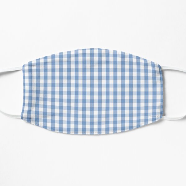 Classic Pale Blue Pastel Gingham Check Flat Mask