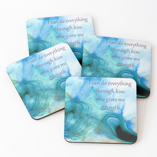 Item preview, He Gives Me Strength - Blue Bible Verse Abstract Art - Sharon Cummings designed and sold by Sharon Cummings Art.