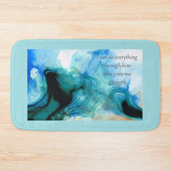 Item preview, He Gives Me Strength - Blue Bible Verse Abstract Art - Sharon Cummings designed and sold by Sharon Cummings Art.