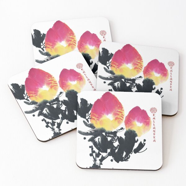 Item preview, Chinese ink painting - branch with pink magnolia flowers designed and sold by Kallandra.