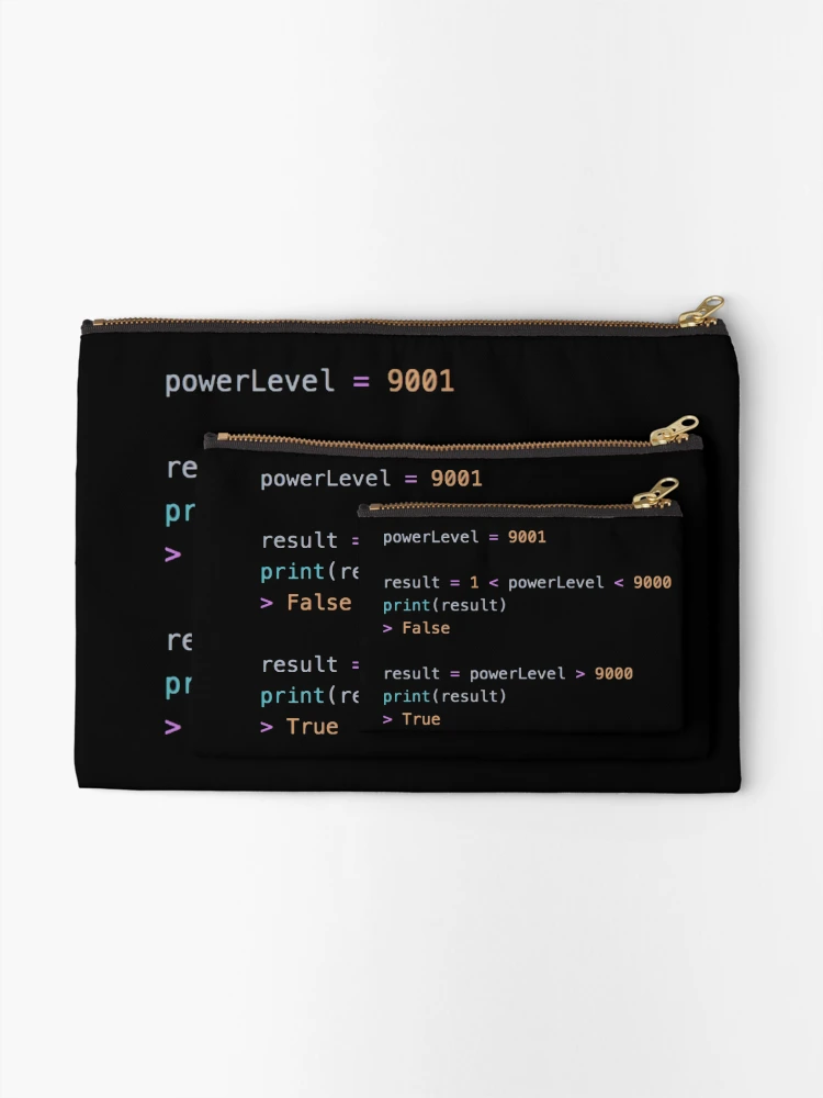 Thumbnail 2 of 4, Zipper Pouch, Python Conditional Boolean Power Level designed and sold by BalfrogClothing.