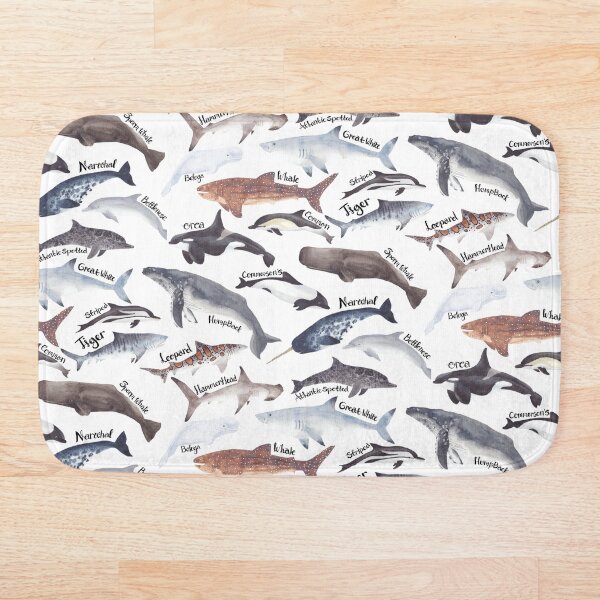 Item preview, Types of whales, sharks and dolphins watercolour designed and sold by By Kelly Attenborough.