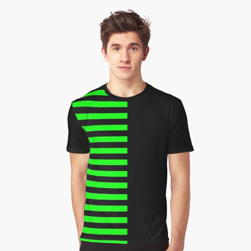 black and lime green graphic tee