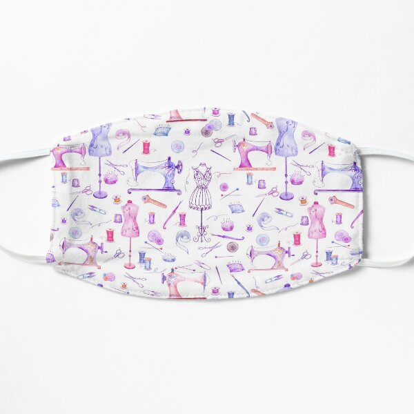Purple Watercolor Seamstress Sewing Pattern Mask