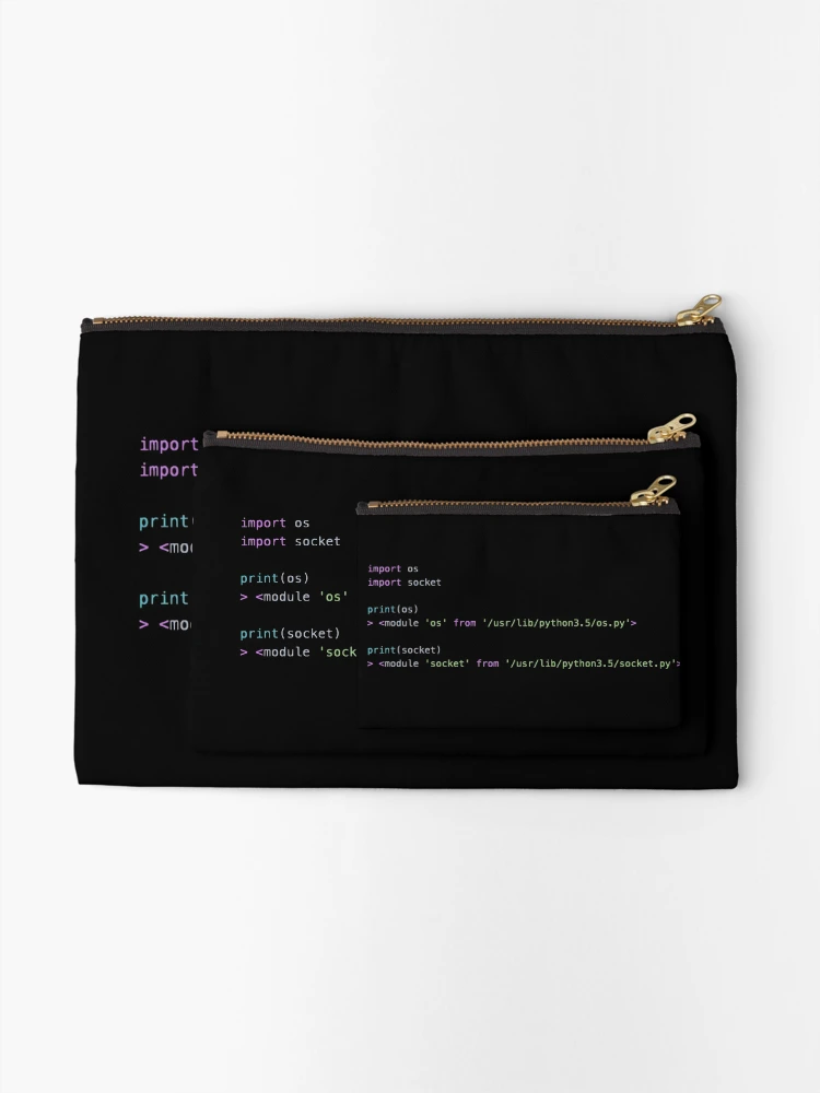 Thumbnail 2 of 4, Zipper Pouch, Python Find Operating System Socket Path designed and sold by BalfrogClothing.