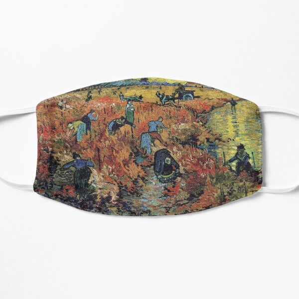 The Red Vineyards Oil Painting on Burlap by Vincent van Gogh Flat Mask