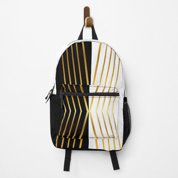 Item preview, Gold Chevrons on Black & White Color Block designed and sold by BleuSky.
