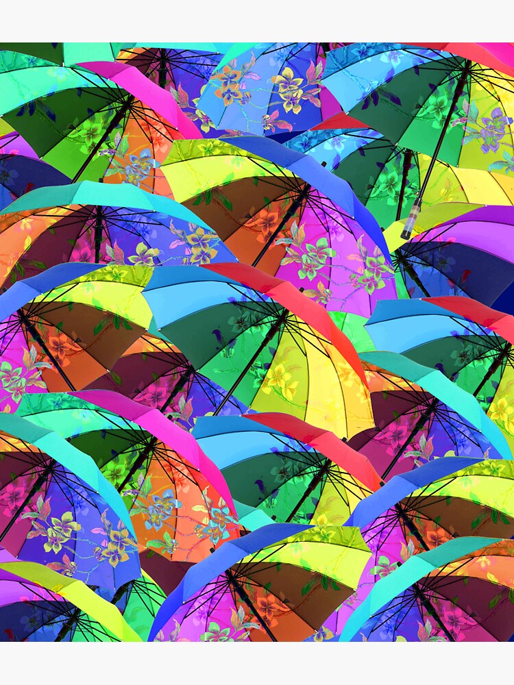 Thumbnail 3 of 3, Sticker, Colorful Floral Umbrellas designed and sold by Vk91.