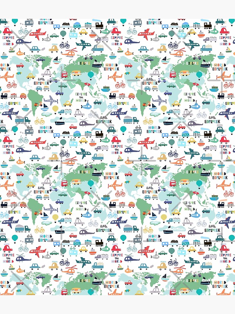 Explore The World Cute Transportation Map by SamAnnDesigns