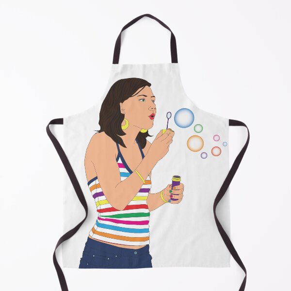 Item preview, Woman wearing jeans and rainbow bubbles designed and sold by Raspberry-Cat.
