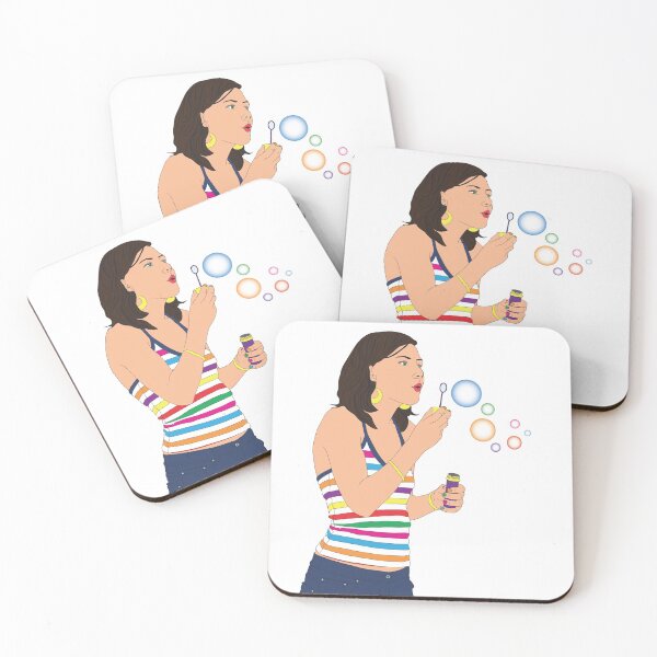 Item preview, Woman wearing jeans and rainbow bubbles designed and sold by Raspberry-Cat.