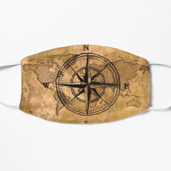 Destinations - Compass Rose and World Map Flat Mask