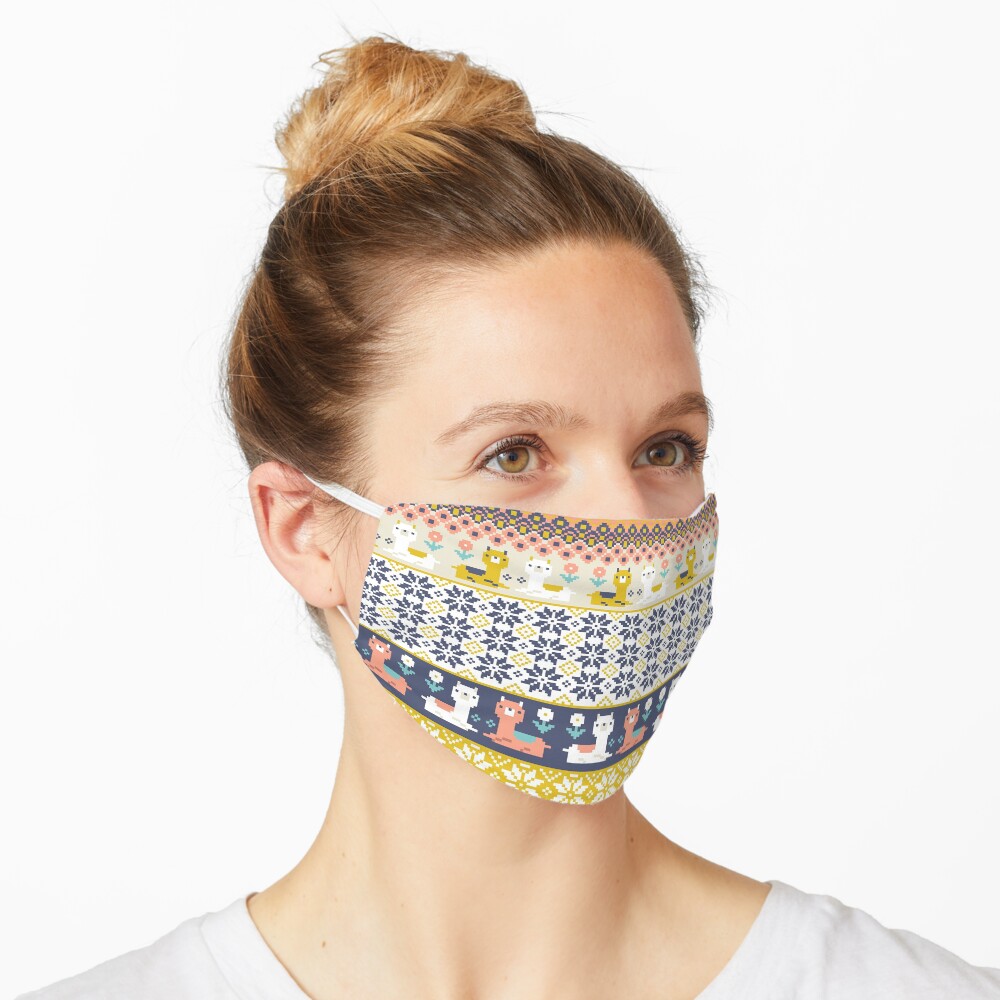 Alpaca Christmas Sweater Pattern Mask