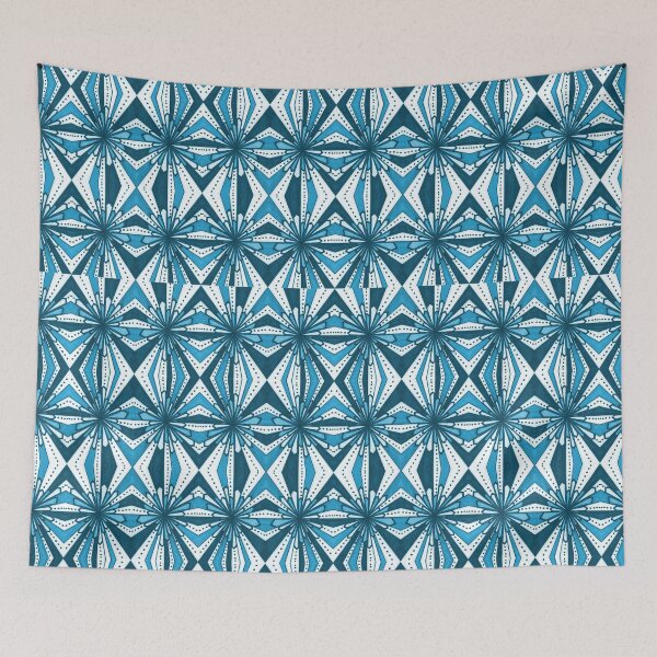 Item preview, Blue Crystals on Geometric Pattern - Geometrical Art Graphic Design designed and sold by ckylin.