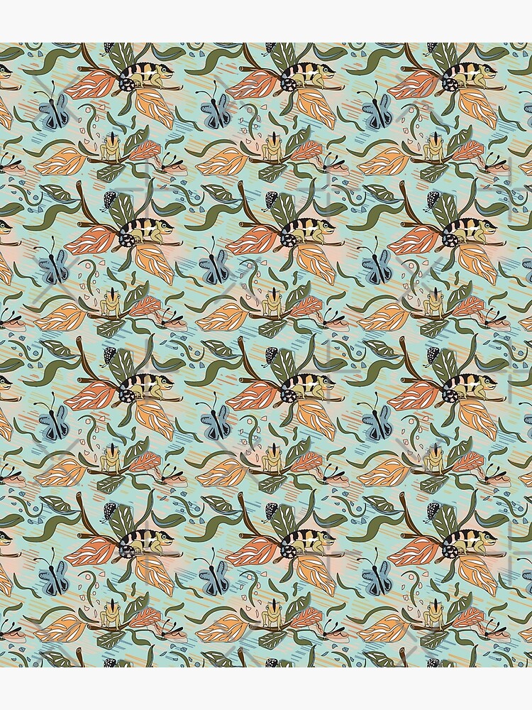 Madagascar Floral has butterflies and dragonflies with peach, orange and teal colors. This color palette matches with my Chameleon design. by CreativeContour