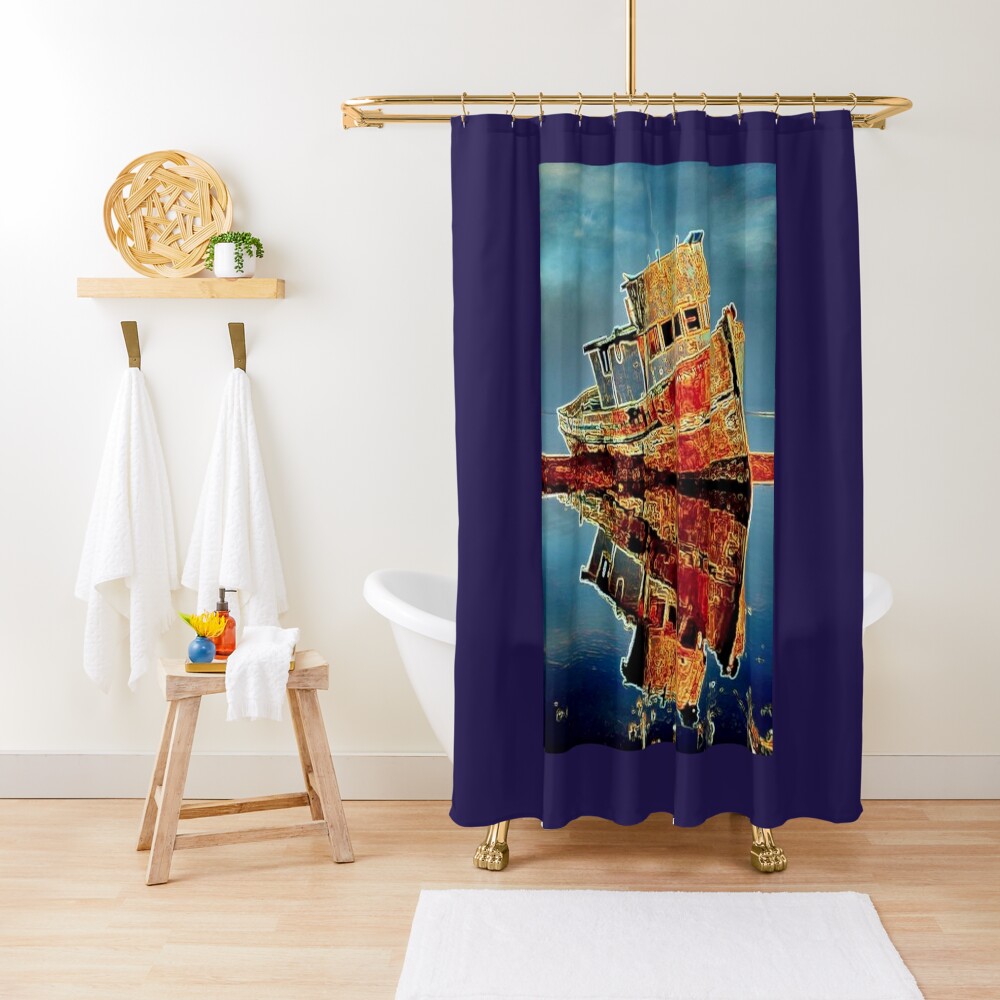 RUSTY TUG BOAT Shower Curtain