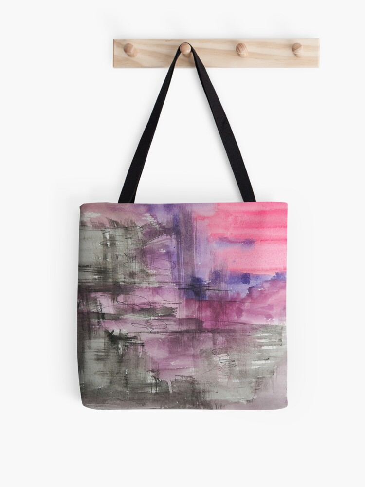 Tote Bag, Hot Pink Purple and Black Dripping Abstract designed and sold by Express Yourself Artshop