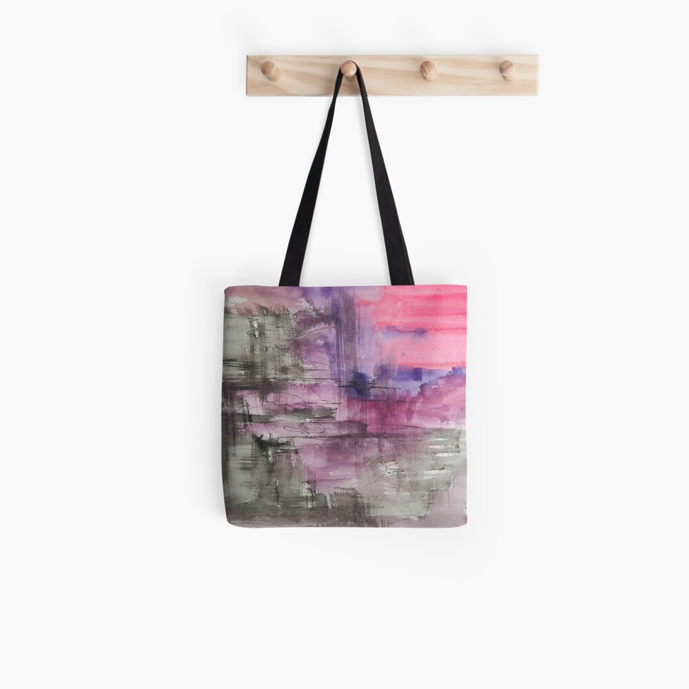 Hot Pink Purple and Black Dripping Abstract Tote Bag