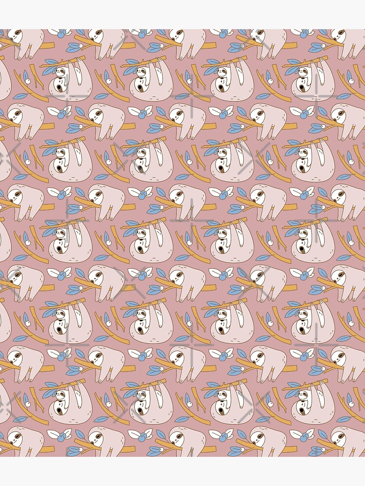 Sloth Pattern in Pink by Miri-Noristudio