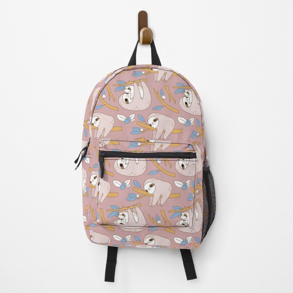 Sloth Pattern in Pink Backpack