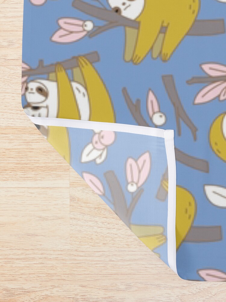 Alternate view of Sloth Pattern in Blue Shower Curtain