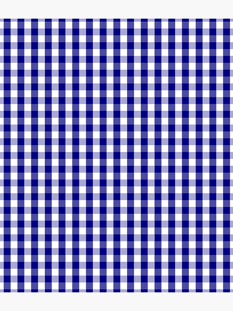 Navy Blue and White Gingham Check Plaid Pattern by podartist