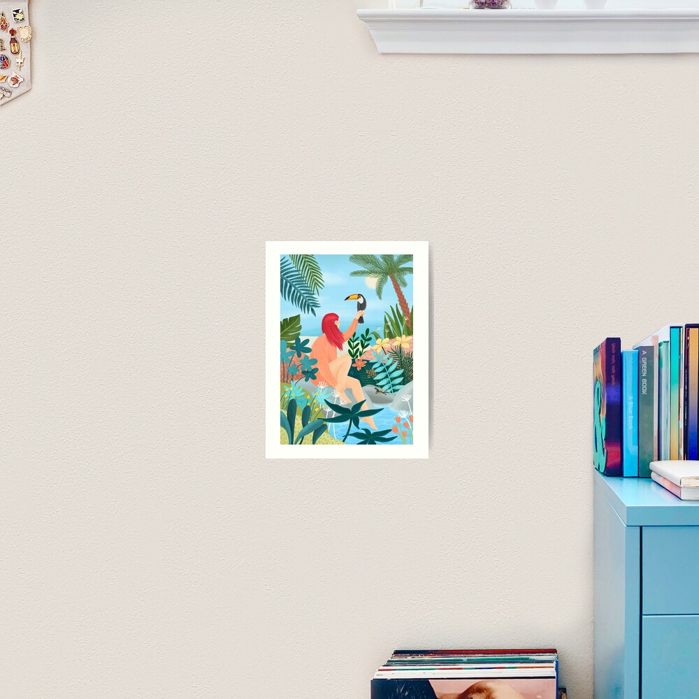 Girl with a Tucan Art Print