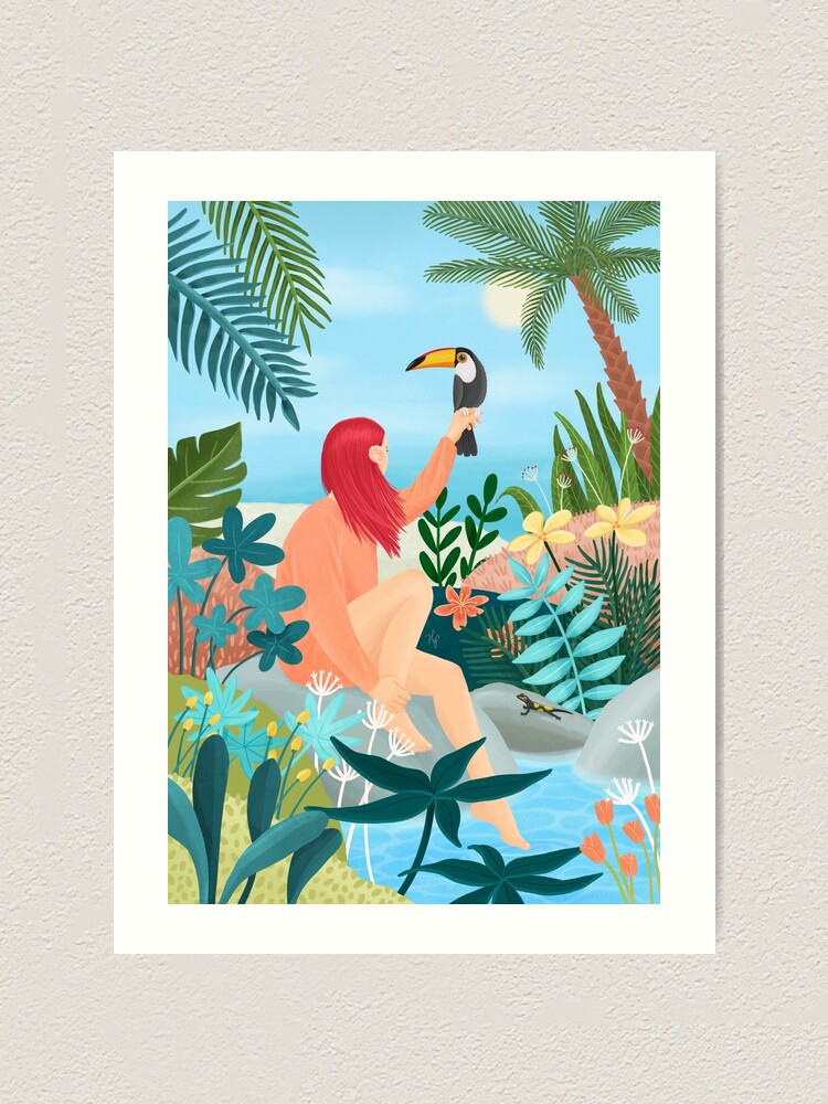 Alternate view of Girl with a Tucan Art Print