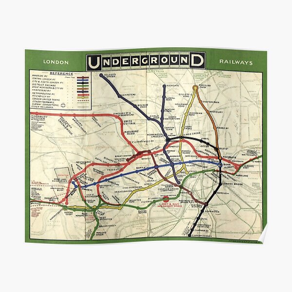 London Underground Map 1908 Poster